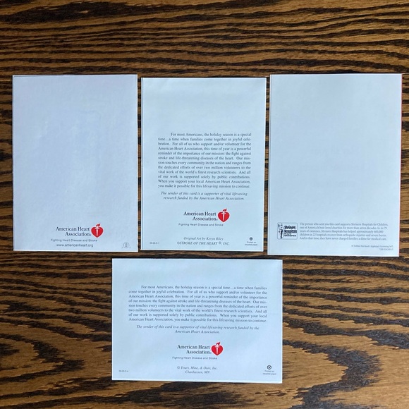 4 Unused American Heart Assoc. Shriners Hospital Christmas Cards Envelopes - Picture 6 of 11